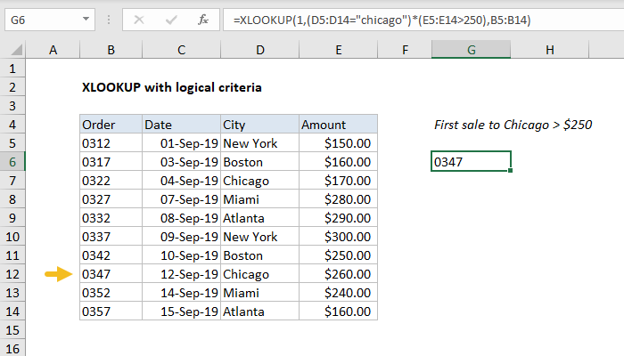 Excel Formula: XLOOKUP With Logical Criteria | Exceljet